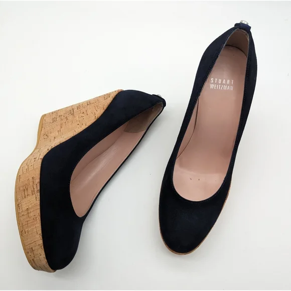 STUART WEITZMAN Suede Corkswoon Wedges-7.5 - Picture 6 of 15